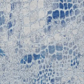 8' X 10' Sky Blue And Ivory Abstract Washable Indoor Outdoor Area Rug