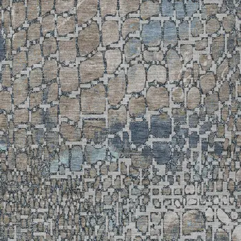 10' X 14' Silver Blue And Brown Abstract Washable Indoor Outdoor Area Rug