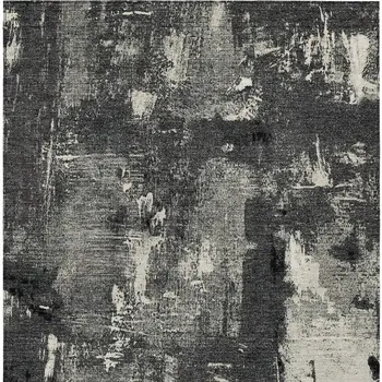 9' X 12' Black Gray And Ivory Abstract Washable Indoor Outdoor Area Rug