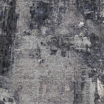 9' X 12' Charcoal Ivory And Blue Abstract Washable Indoor Outdoor Area Rug