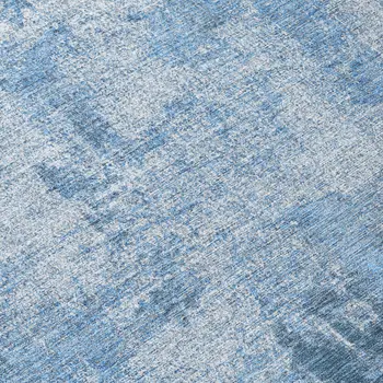 8' Denim Blue And Ivory Round Abstract Washable Indoor Outdoor Area Rug