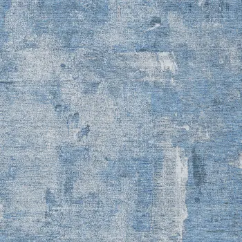 9' X 12' Denim Blue And Ivory Abstract Washable Indoor Outdoor Area Rug