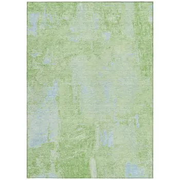 3' X 5' Green And Sky Blue Abstract Washable Indoor Outdoor Area Rug