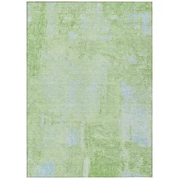 3' X 5' Green And Sky Blue Abstract Washable Indoor Outdoor Area Rug