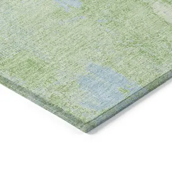 3' X 5' Green And Sky Blue Abstract Washable Indoor Outdoor Area Rug
