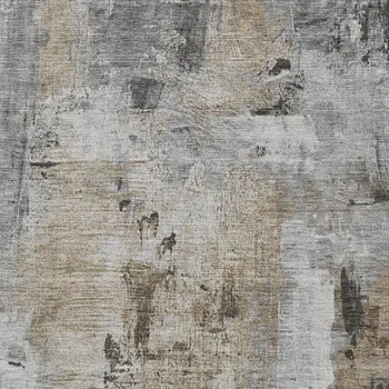 8' X 10' Gray Ivory And Brown Abstract Washable Indoor Outdoor Area Rug