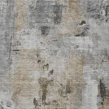 10' X 14' Gray Ivory And Brown Abstract Washable Indoor Outdoor Area Rug