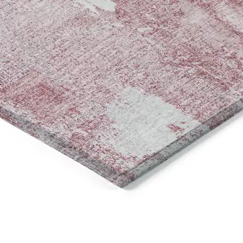 3' X 5' Pink And Ivory Abstract Washable Indoor Outdoor Area Rug