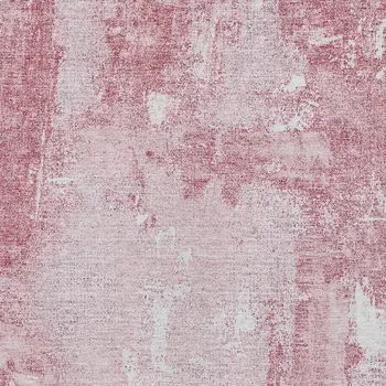 3' X 5' Pink And Ivory Abstract Washable Indoor Outdoor Area Rug