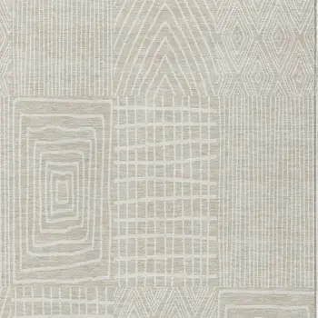 5' X 8' Beige And Ivory Geometric Washable Indoor Outdoor Area Rug