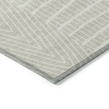 10' X 14' Beige And Ivory Geometric Washable Indoor Outdoor Area Rug