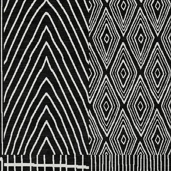 8' X 10' Black And Ivory Geometric Washable Indoor Outdoor Area Rug