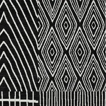 9' X 12' Black And Ivory Geometric Washable Indoor Outdoor Area Rug