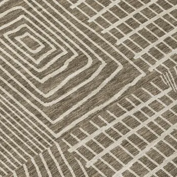 3' X 5' Brown And Beige Geometric Washable Indoor Outdoor Area Rug