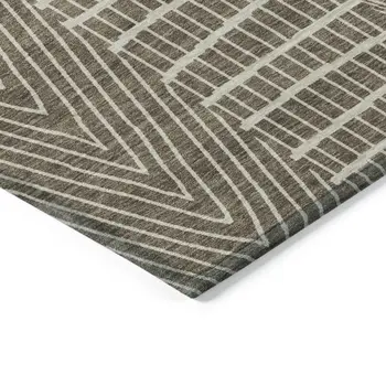 5' X 8' Brown And Beige Geometric Washable Indoor Outdoor Area Rug