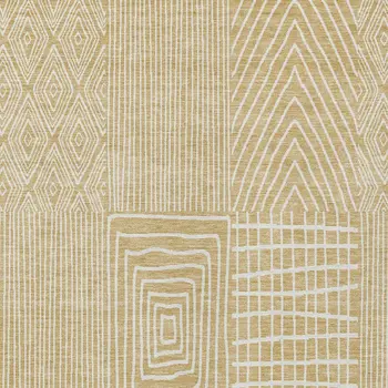 10' X 14' Gold And Ivory Geometric Washable Indoor Outdoor Area Rug