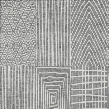 3' X 5' Gray And Ivory Geometric Washable Indoor Outdoor Area Rug
