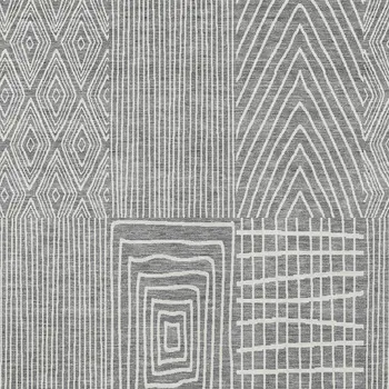 5' X 8' Gray And Ivory Geometric Washable Indoor Outdoor Area Rug