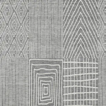 9' X 12' Gray And Ivory Geometric Washable Indoor Outdoor Area Rug