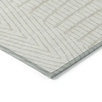 3' X 5' Ivory And Beige Geometric Washable Indoor Outdoor Area Rug