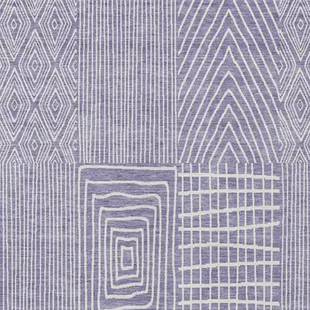 3' X 5' Lavender And Ivory Geometric Washable Indoor Outdoor Area Rug