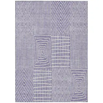 5' X 8' Lavender And Ivory Geometric Washable Indoor Outdoor Area Rug