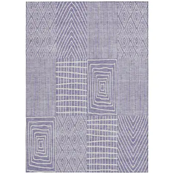 5' X 8' Lavender And Ivory Geometric Washable Indoor Outdoor Area Rug
