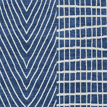 3' X 5' Navy Blue And Ivory Geometric Washable Indoor Outdoor Area Rug