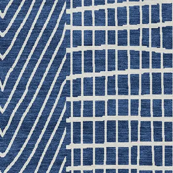 10' X 14' Navy Blue And Ivory Geometric Washable Indoor Outdoor Area Rug