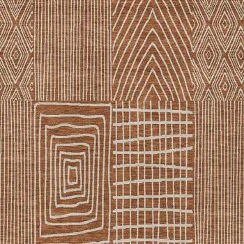 3' X 5' Brown And Beige Geometric Washable Indoor Outdoor Area Rug
