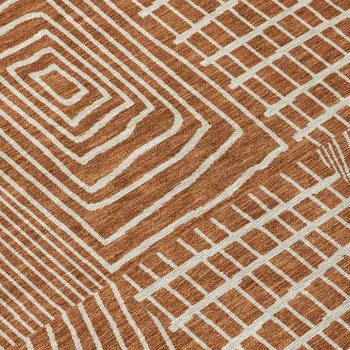 5' X 8' Brown And Beige Geometric Washable Indoor Outdoor Area Rug