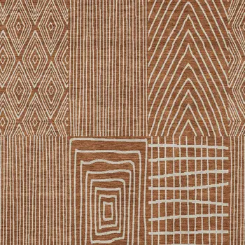 10' X 14' Brown And Beige Geometric Washable Indoor Outdoor Area Rug