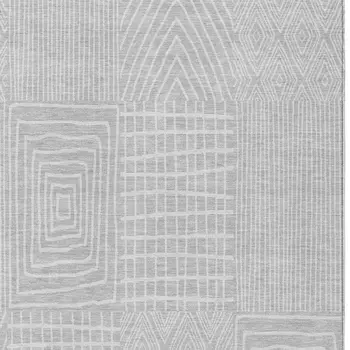 9' X 12' Silver And Ivory Geometric Washable Indoor Outdoor Area Rug