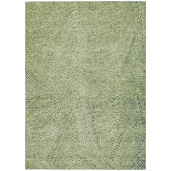 5' X 8' Artichoke Green And Ivory Abstract Washable Indoor Outdoor Area Rug