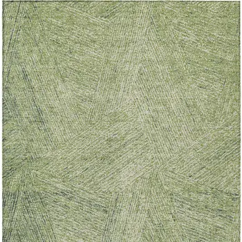 8' X 10' Artichoke Green And Ivory Abstract Washable Indoor Outdoor Area Rug
