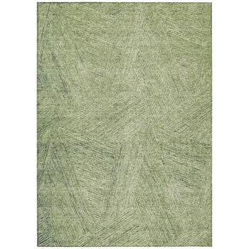 8' X 10' Artichoke Green And Ivory Abstract Washable Indoor Outdoor Area Rug