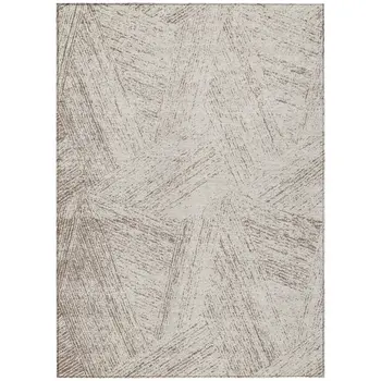 5' X 8' Beige And Brown Abstract Washable Indoor Outdoor Area Rug