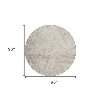 8' Beige And Brown Round Abstract Washable Indoor Outdoor Area Rug