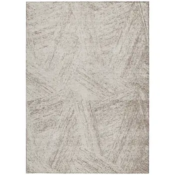 9' X 12' Beige And Brown Abstract Washable Indoor Outdoor Area Rug
