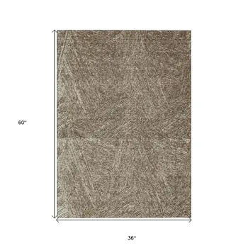 3' X 5' Chocolate And Beige Abstract Washable Indoor Outdoor Area Rug