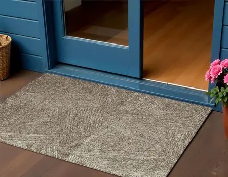3' X 5' Chocolate And Beige Abstract Washable Indoor Outdoor Area Rug