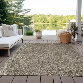 5' X 8' Chocolate And Beige Abstract Washable Indoor Outdoor Area Rug