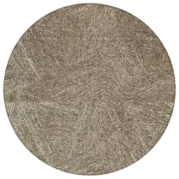 8' Chocolate And Beige Round Abstract Washable Indoor Outdoor Area Rug
