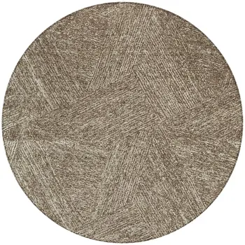 8' Chocolate And Beige Round Abstract Washable Indoor Outdoor Area Rug