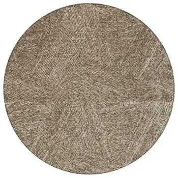 8' Chocolate And Beige Round Abstract Washable Indoor Outdoor Area Rug