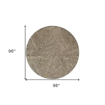 8' Chocolate And Beige Round Abstract Washable Indoor Outdoor Area Rug