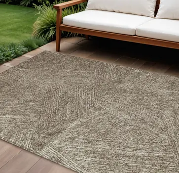 8' X 10' Chocolate And Beige Abstract Washable Indoor Outdoor Area Rug