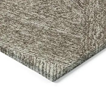 9' X 12' Chocolate And Beige Abstract Washable Indoor Outdoor Area Rug