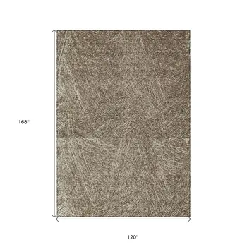 10' X 14' Chocolate And Beige Abstract Washable Indoor Outdoor Area Rug
