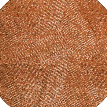 8' Copper Brown And Beige Round Abstract Washable Indoor Outdoor Area Rug
